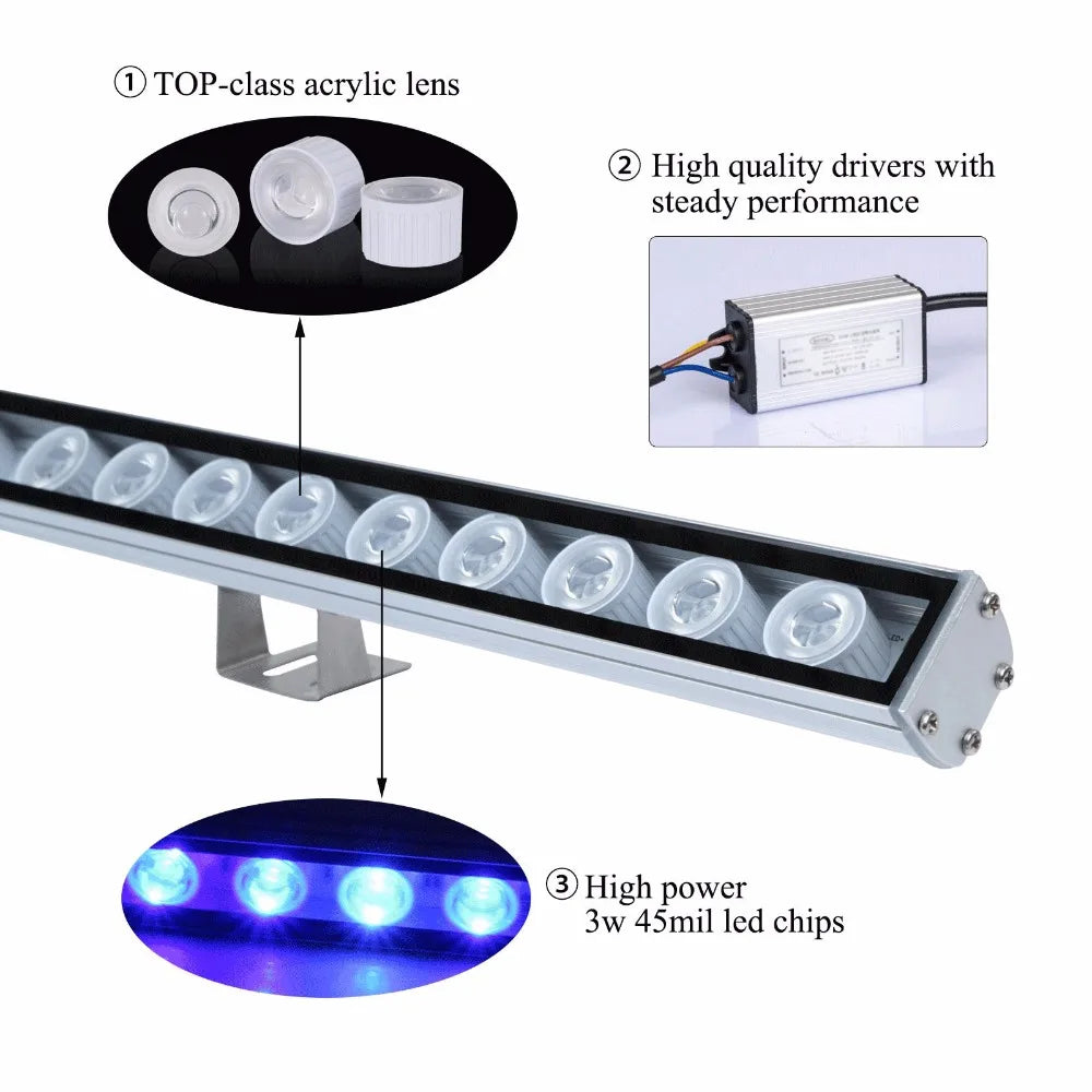 54W LED Aquarium Light Blue Underwater Lamp Aquariums Lighting Waterproof LED