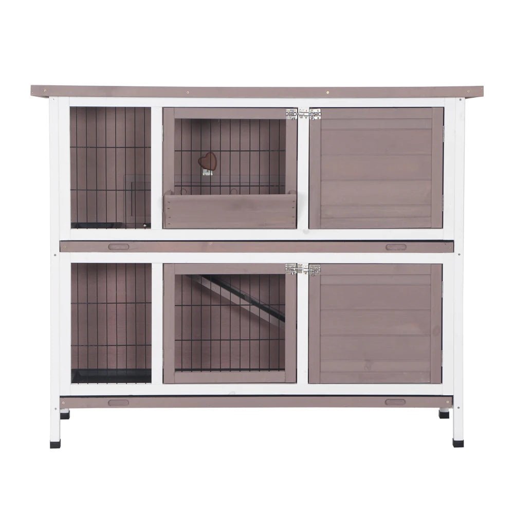 48" Two Floors Wooden Rabbit Hutch Chicken Coop House Wooden Camel Great for rabbits chickens  ducks