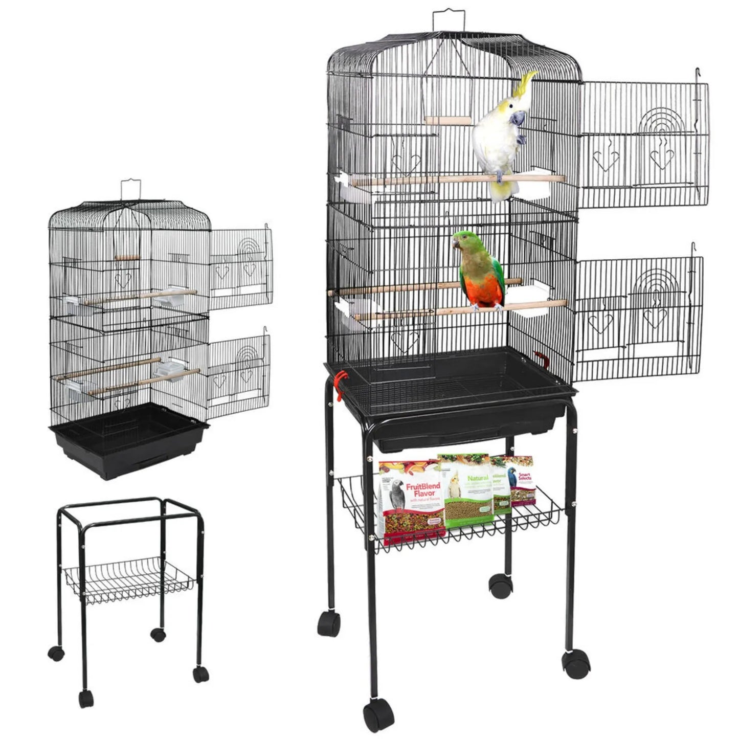 59'' Bird Cage with Rolling Stand Cockatiel Parakeet Finch