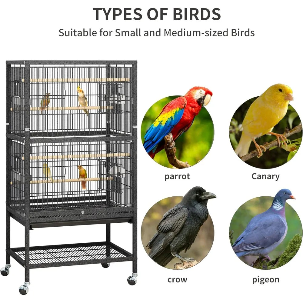 52 inches Birdcage Cover and Bird Cage Seed Catcher, Bird Cages for Parakeets, Parrot, Cockatiel, Pigeon, Flight cage for Birds