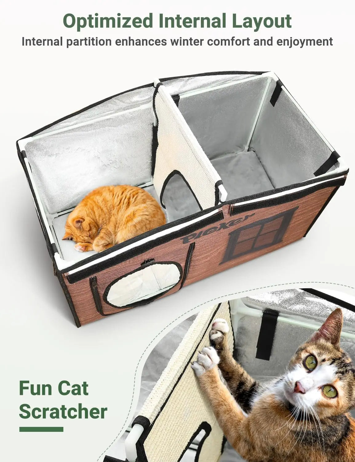 Waterproof & Insulated Outdoor Cat House for Winter with Heating Pad