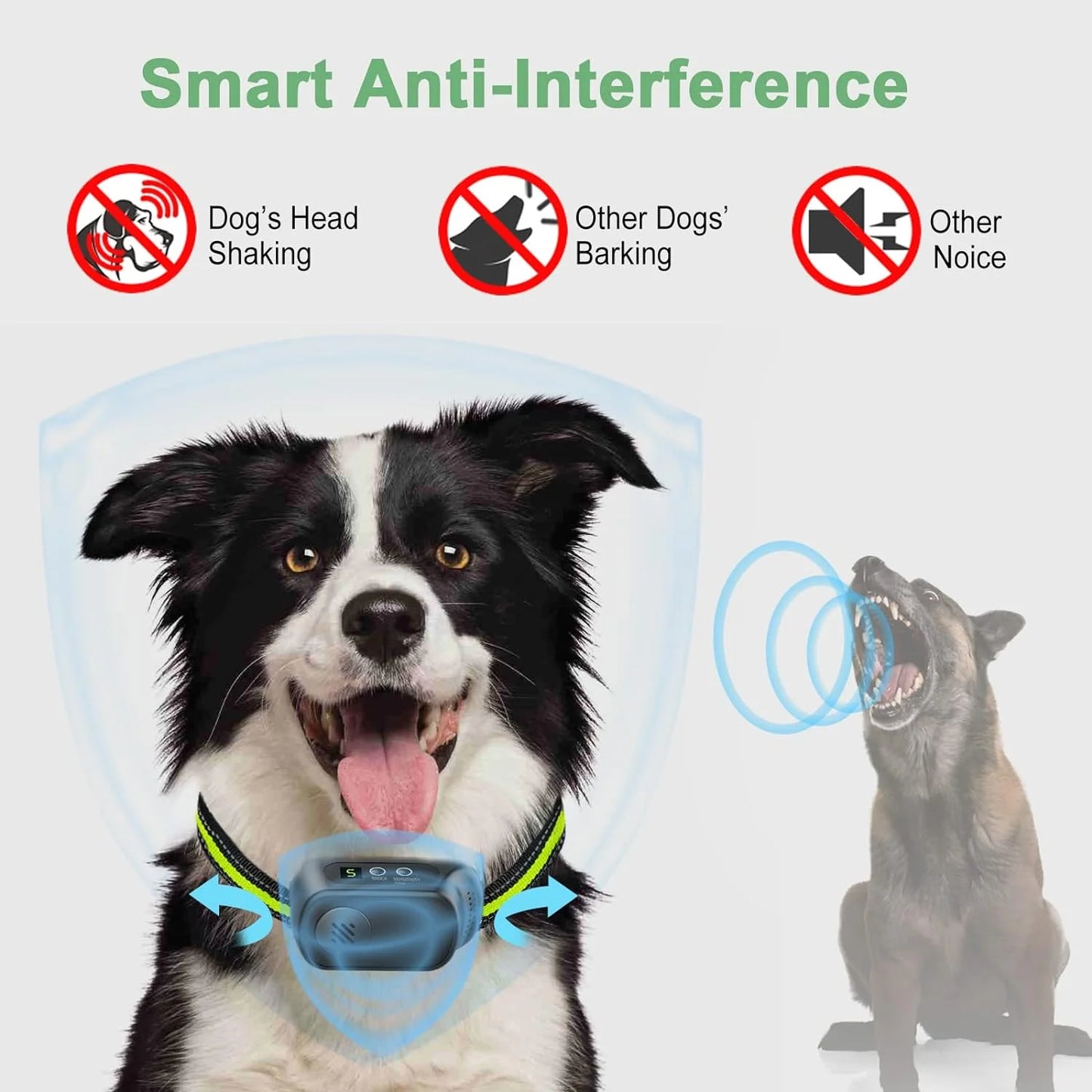 Rechargeable Dog Bark Collar with Beep Vibration and Shock