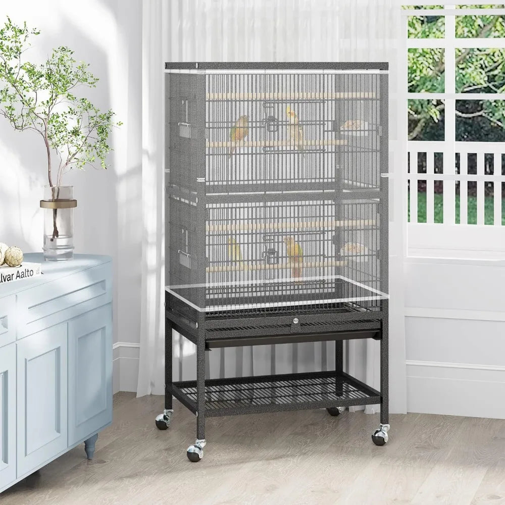 52 inches Birdcage Cover and Bird Cage Seed Catcher, Bird Cages for Parakeets, Parrot, Cockatiel, Pigeon, Flight cage for Birds