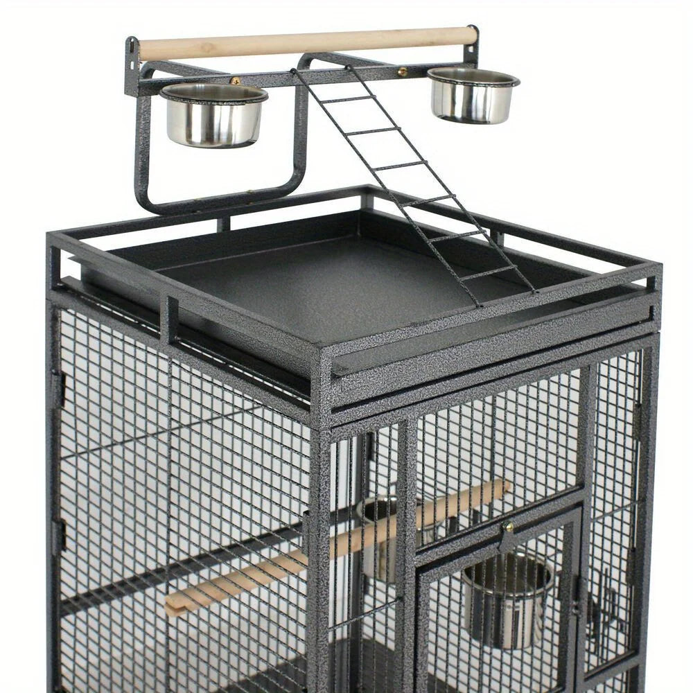 Bird cage steel for parrots with rolling brackets