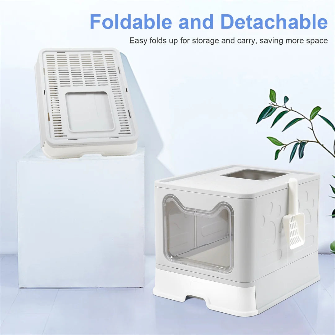 Modern Flexible Tidy Cat Litter Box Enclosure Cat House Furniture Cat Potty with Portable Scoop Drawer Kitty Poop Home