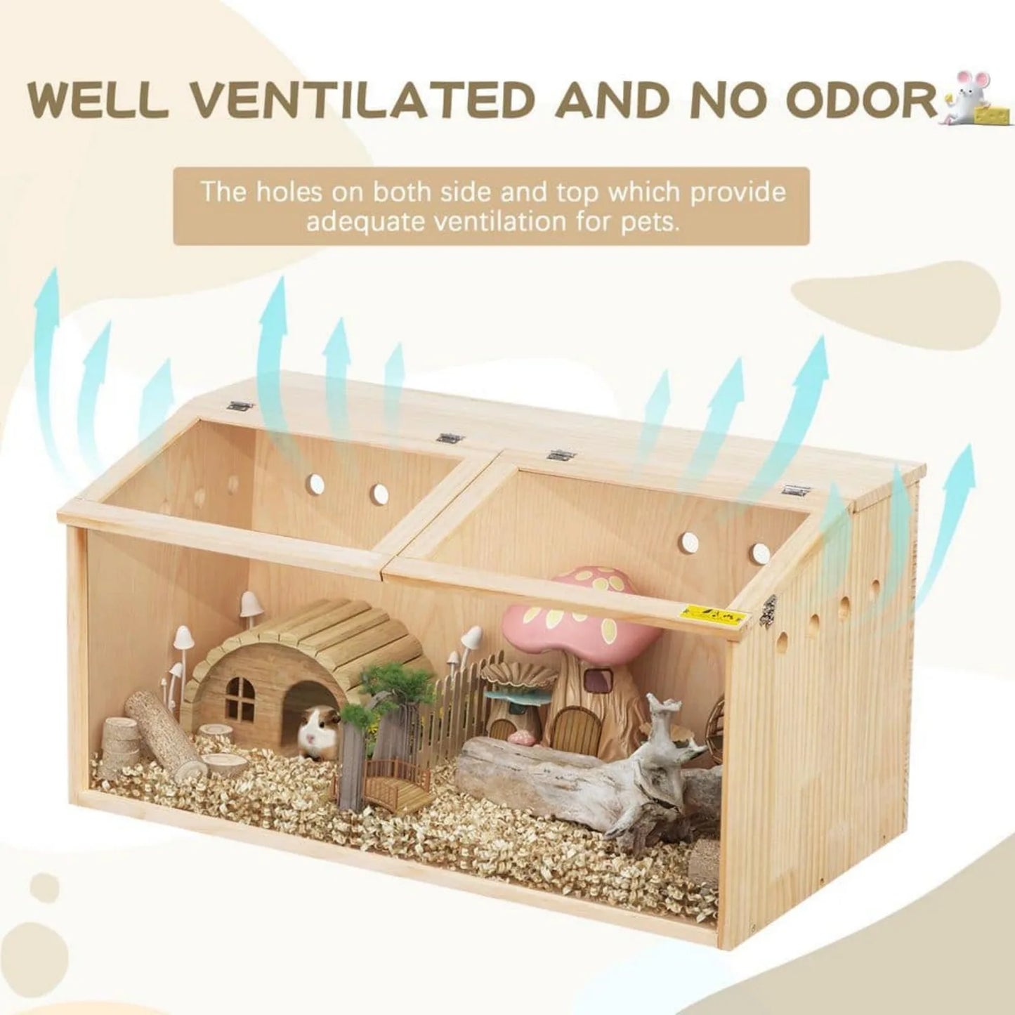 US Wooden Hamster Cage Habitat with Visible Acrylic Boards