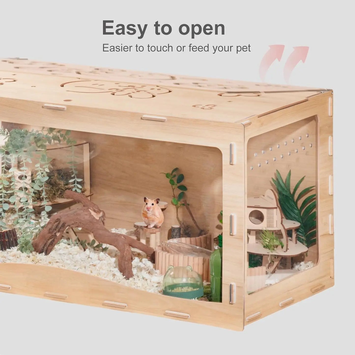 Wooden Hamster Cage Large Hamster Cage without Accessories Front-closing and Front-opening