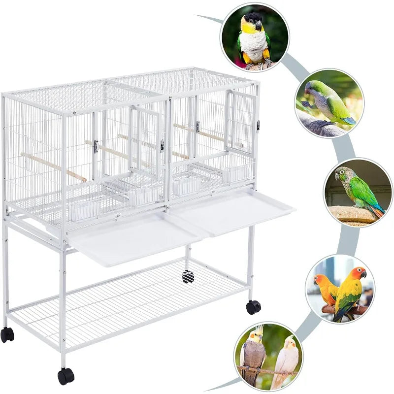 Stackable Divided Breeder Parakeet Bird Cage for Canaries Cockatiels Lovebirds Finches Small Parrots