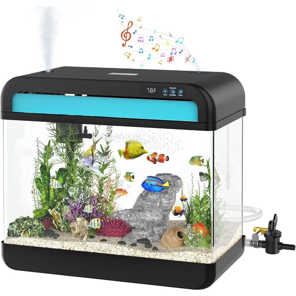 Fish Tank Aquarium 6.3 Gallon with 7 Color Auto-Looping Light