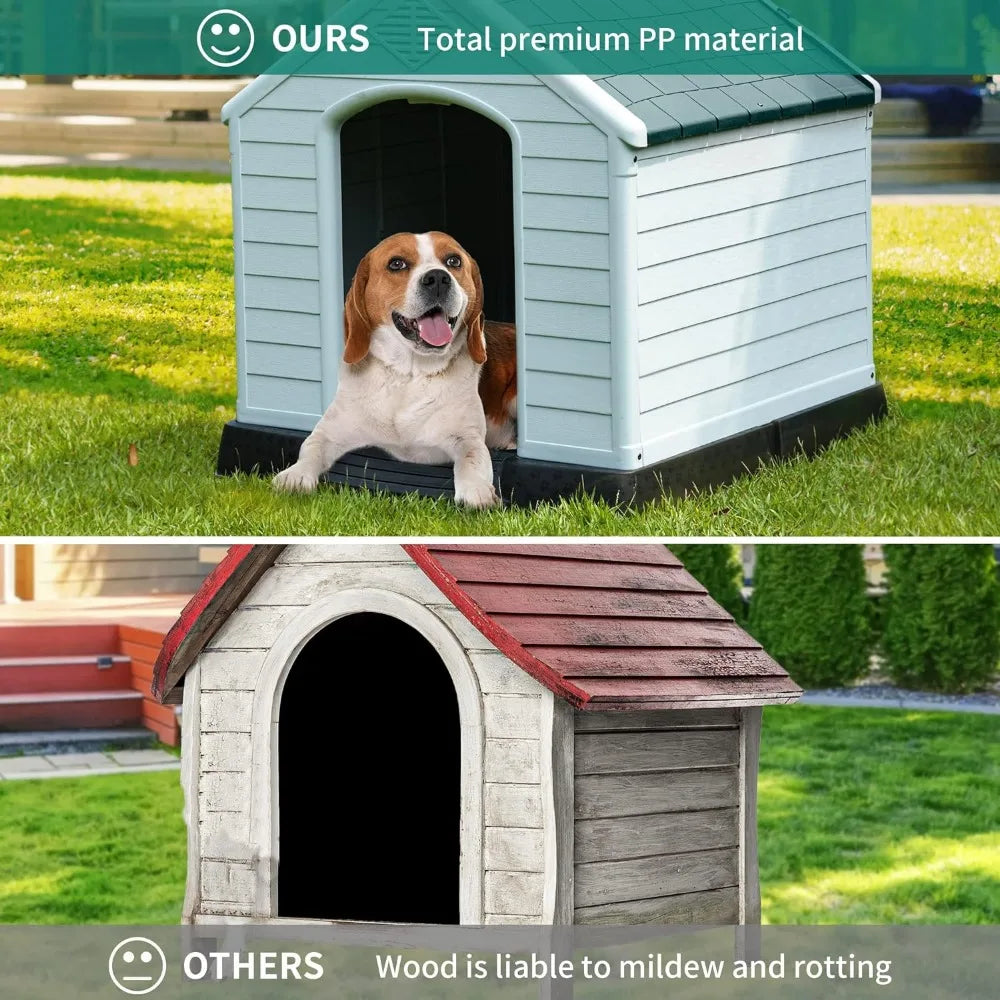 28.5'' Large Plastic Dog House Outdoor Indoor Water Resistant Easy Assembly