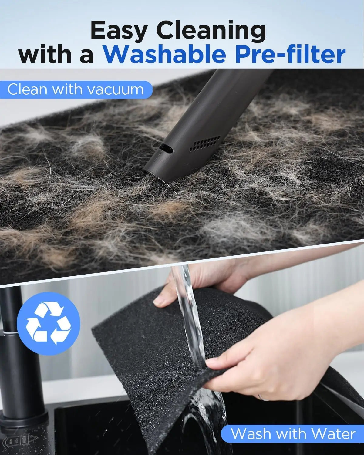 Pet Air Purifier for Large Room with Washable Filters