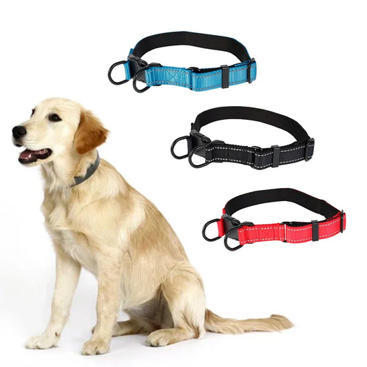 Dog Collars Soft Padded Nylon Neck Collar With Reflective Strip