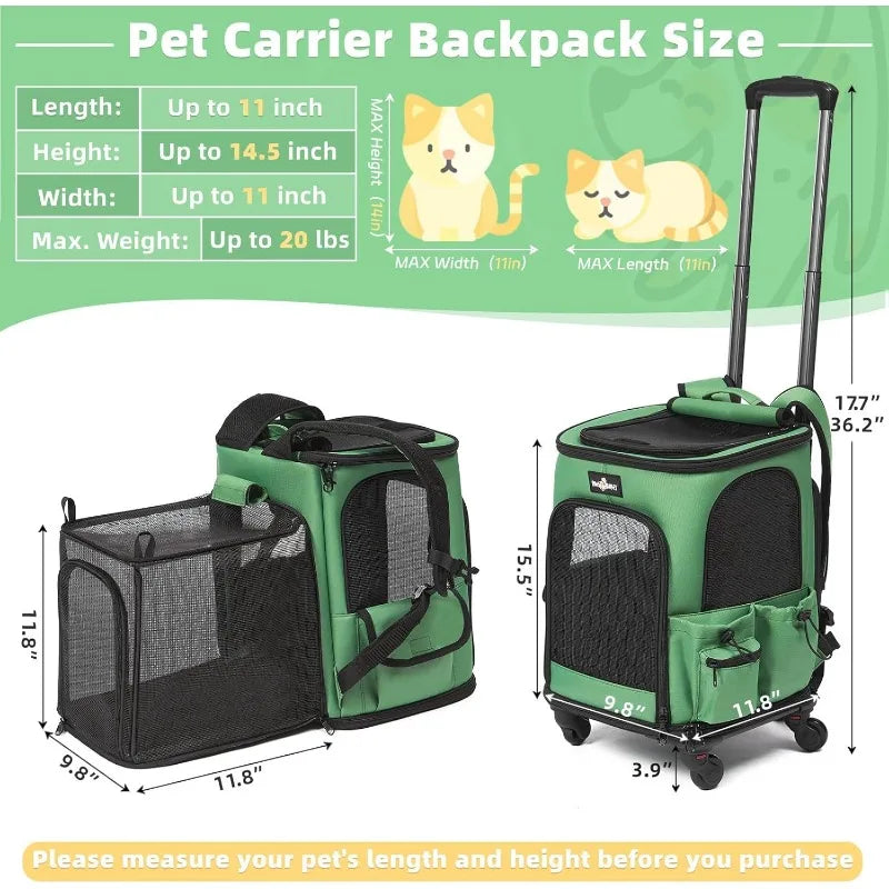 Cat Carrier Backpack with Wheels