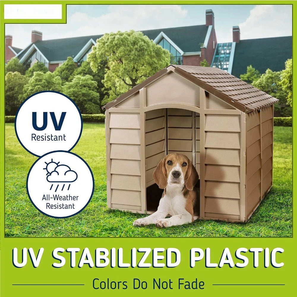 Small Dog Kennel Outdoor Plastic Pet House Houses and Habitats Easy to Assemble Cage for Dogs Weather & Water Resistant Home