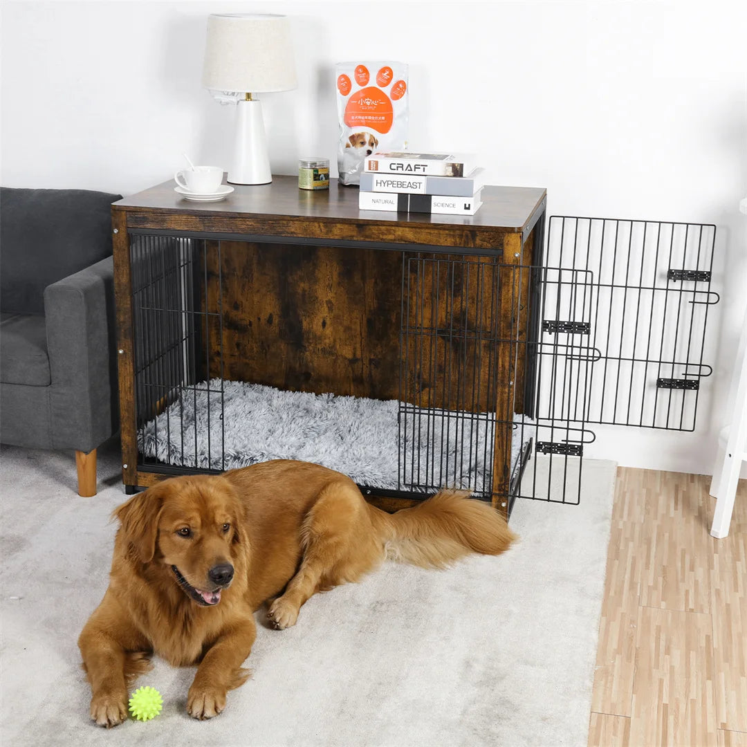 Spacious Dog Cage Furniture End Table Indoor Wooden