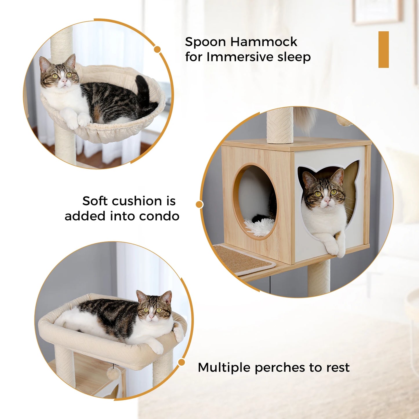 Multi-Level Cat Tree  with Scratching Posts Cat Condo Hammock