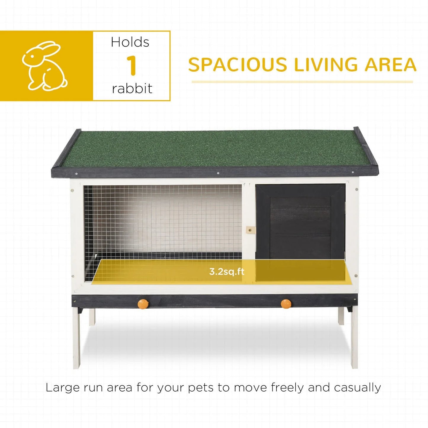 Indoor/Outdoor Wood Rabbit Hutch  w/Slide-Out Tray