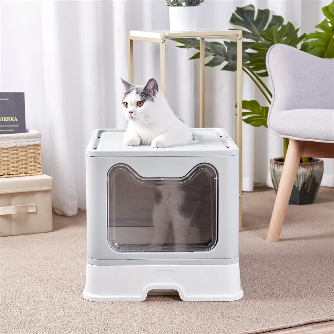 Modern Flexible Tidy Cat Litter Box Enclosure Cat House Furniture Cat Potty with Portable Scoop Drawer Kitty Poop Home