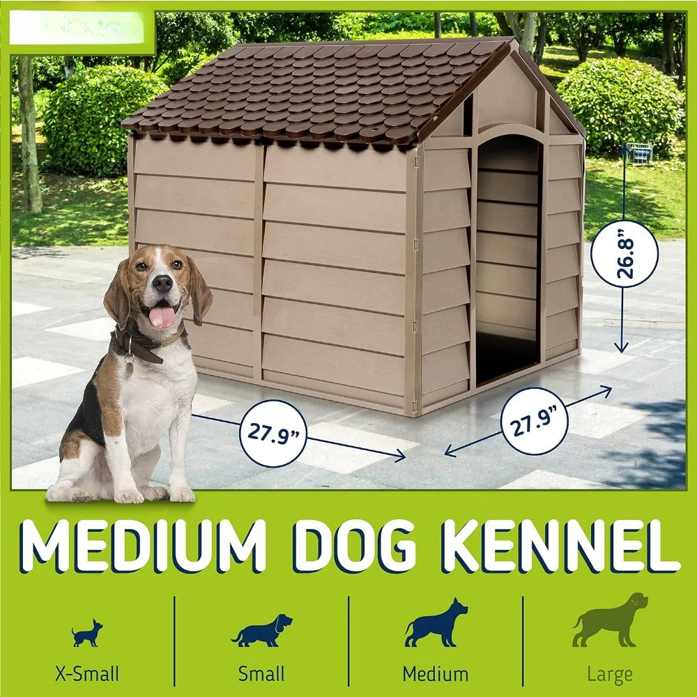 Small Dog Kennel Outdoor Plastic Pet House Houses and Habitats Easy to Assemble Cage for Dogs Weather & Water Resistant Home