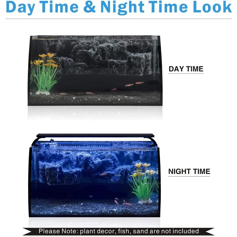 8 Gallon LED Glass Aquarium Kit for Starters with 7W Power Pump, 18W Colored led Light