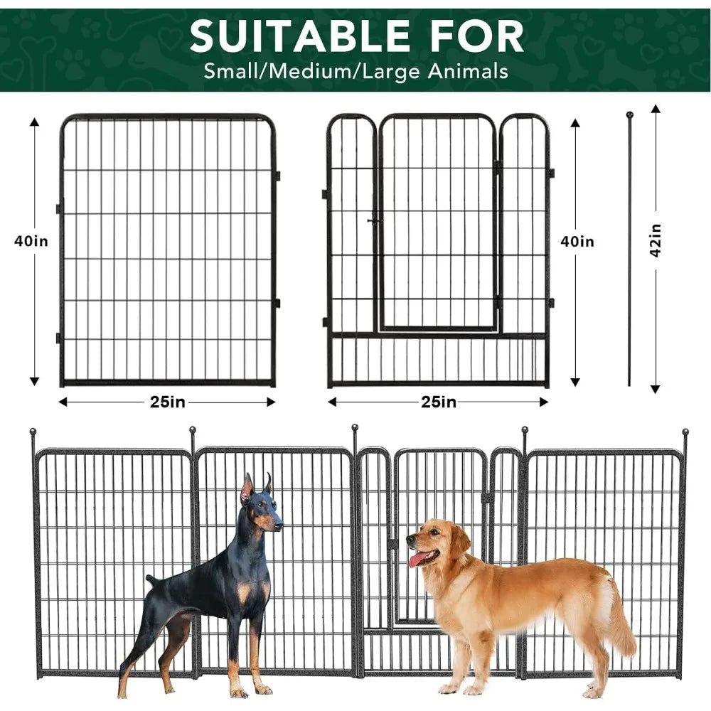 Dog Playpen Outdoor with Doors Foldable Metal