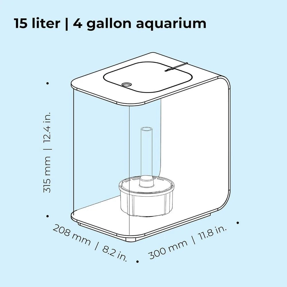 Acrylic Aquarium With White LED Light Modern Tank for Tabletop Display