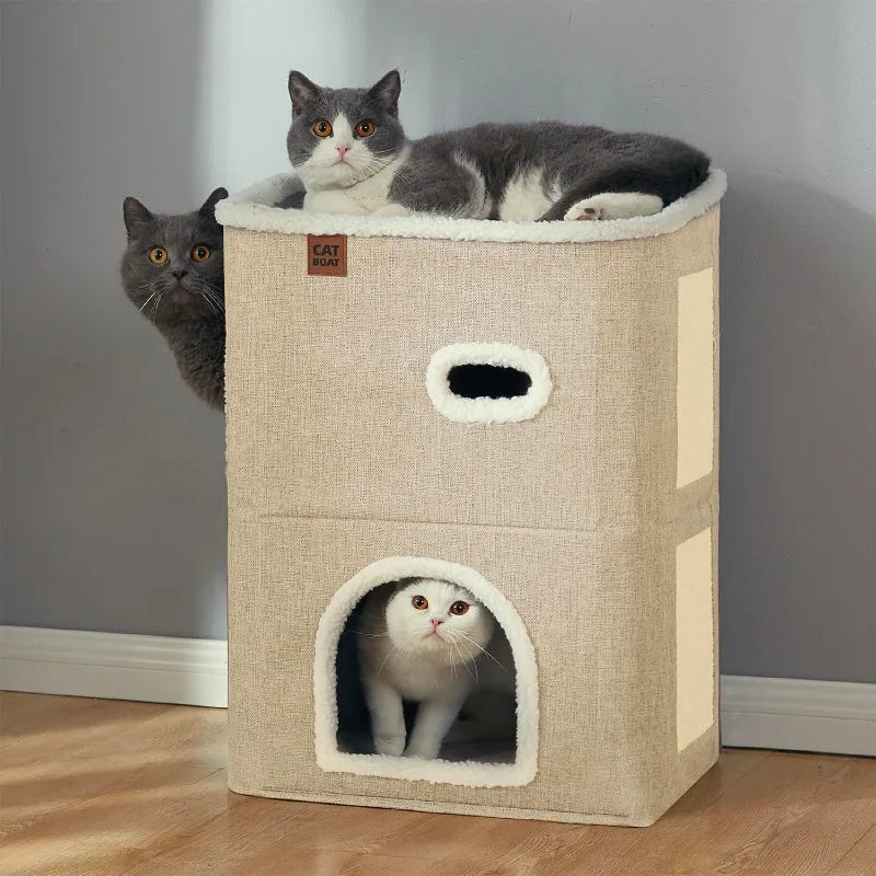 2-Story Cat House for Indoor Cats Bed