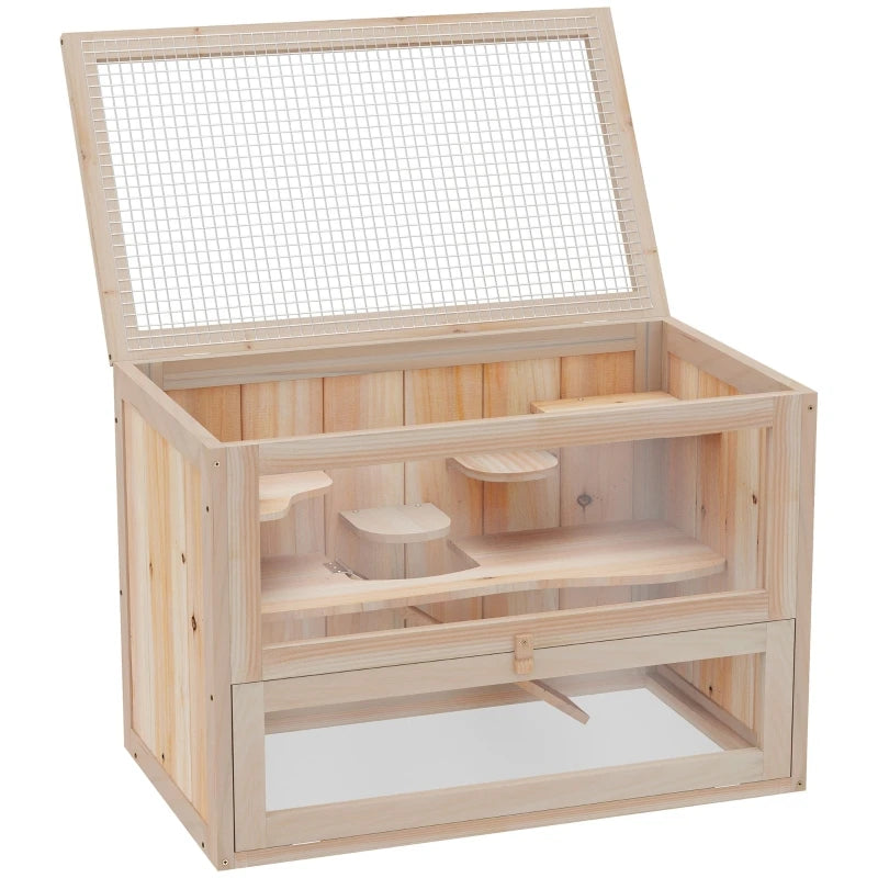 Wooden Hamster Cage Rabbit Guinea Pig Chinchilla Pet House 2 Levels Home w/ openable roof & Window