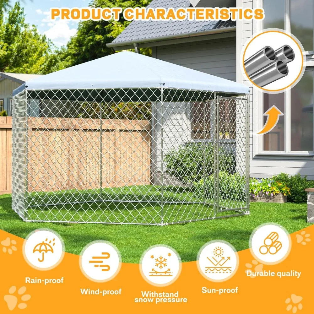 Large Dog Kennel Outside with Roof