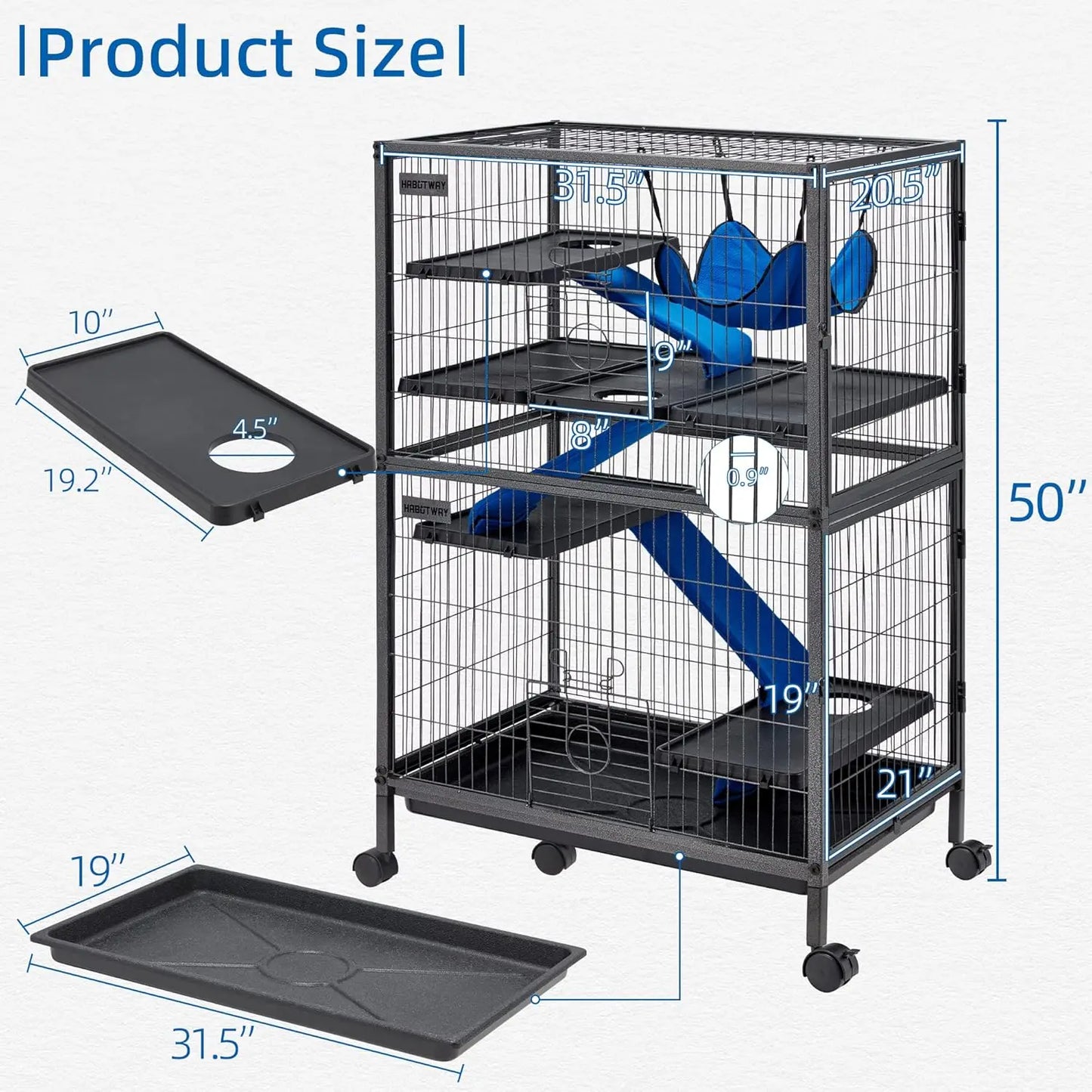 Metal Small Animal Cages Rolling with Removable Ramps