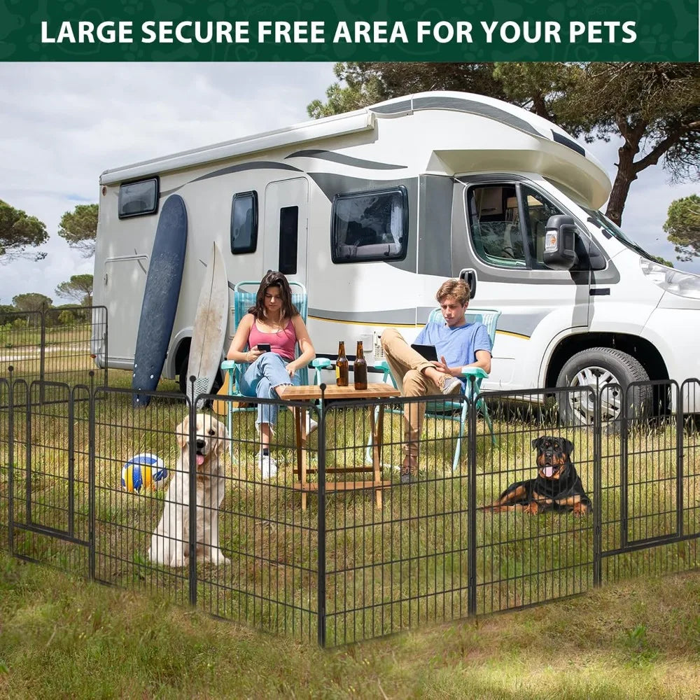 Dog Playpen Outdoor with Doors Foldable Metal