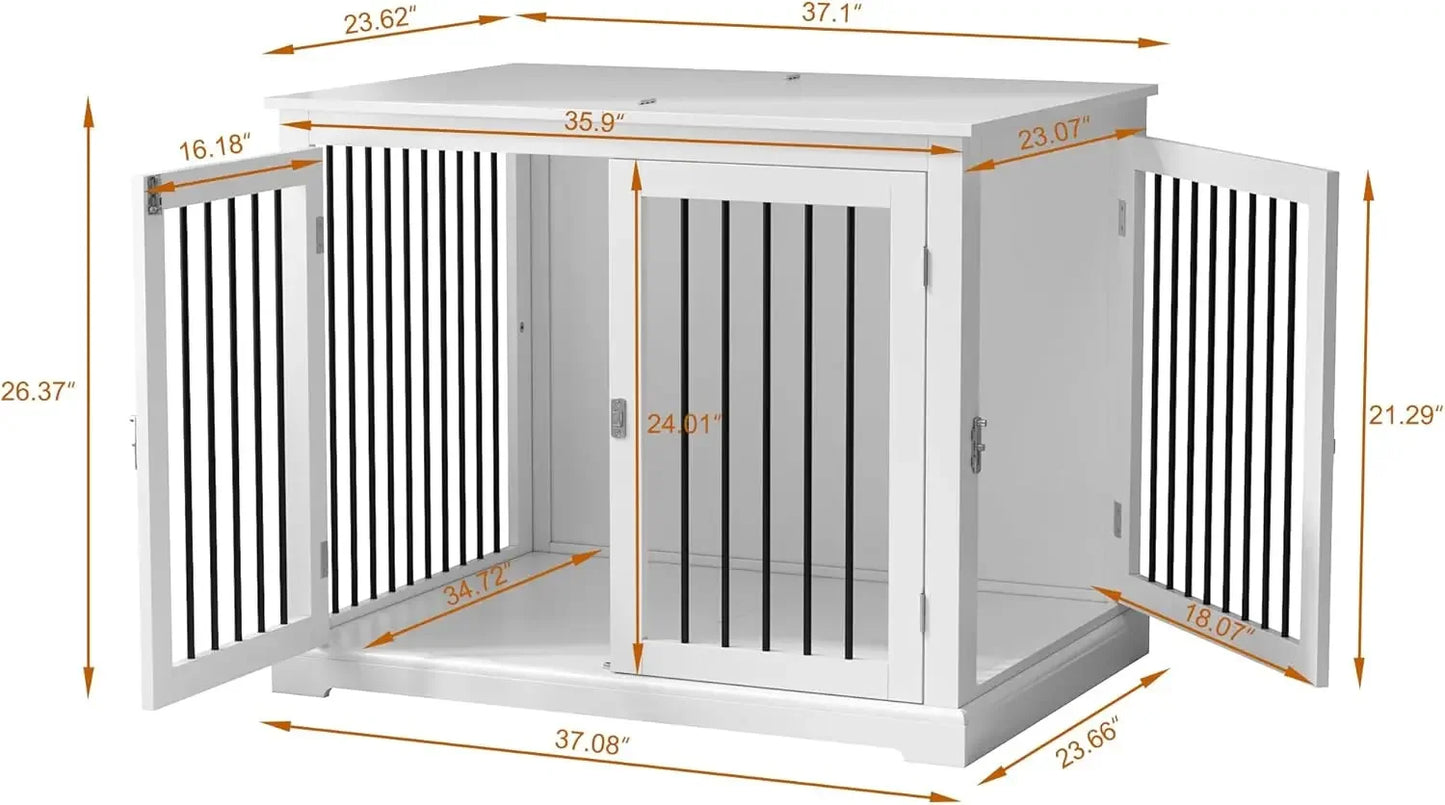 Dog Crate, Kennel with Cushion for Small and Medium Dogs and Kennel with Flip-top Plate, Chew Proof Metal Bars