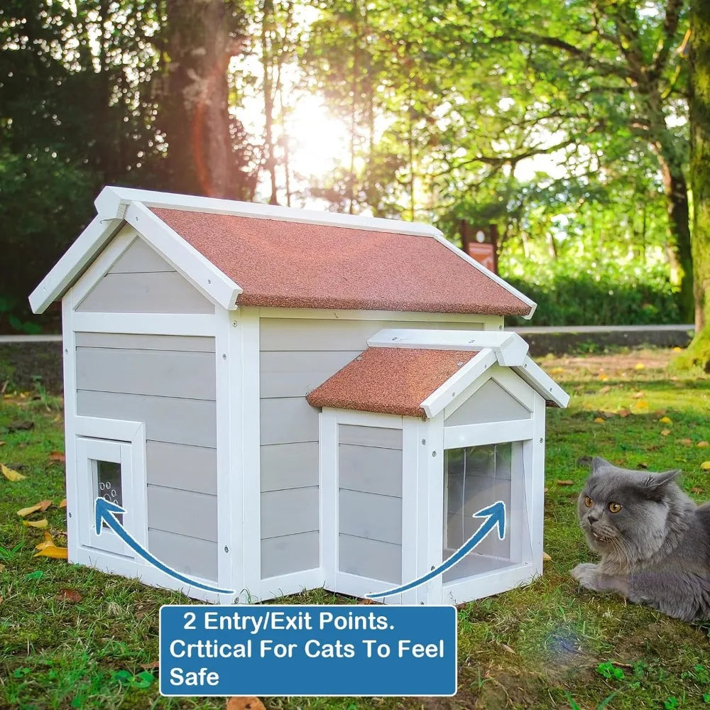 Weatherproof Cat House Outdoor for Winter