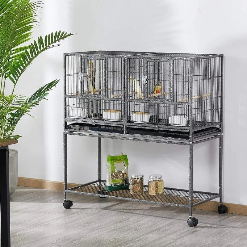 Stackable Divided Breeder Parakeet Bird Cage for Canaries Cockatiels Lovebirds Finches Small Parrots