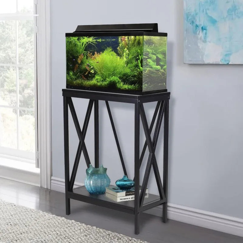 40/55 Gallon Metal/Wood, Aquarium Stand, Console Table, 48.25" L x 13" W, Black