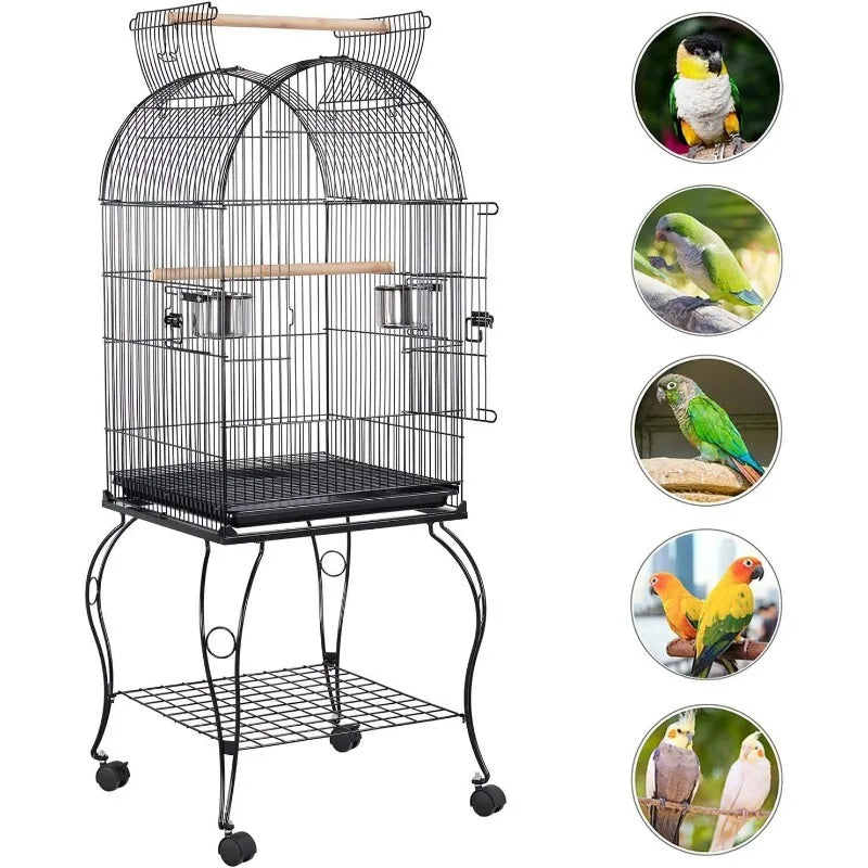 59-Inch Rolling Standing  Bird Cage for Parrots Cockatiels Sun Parakeets Lovebirds