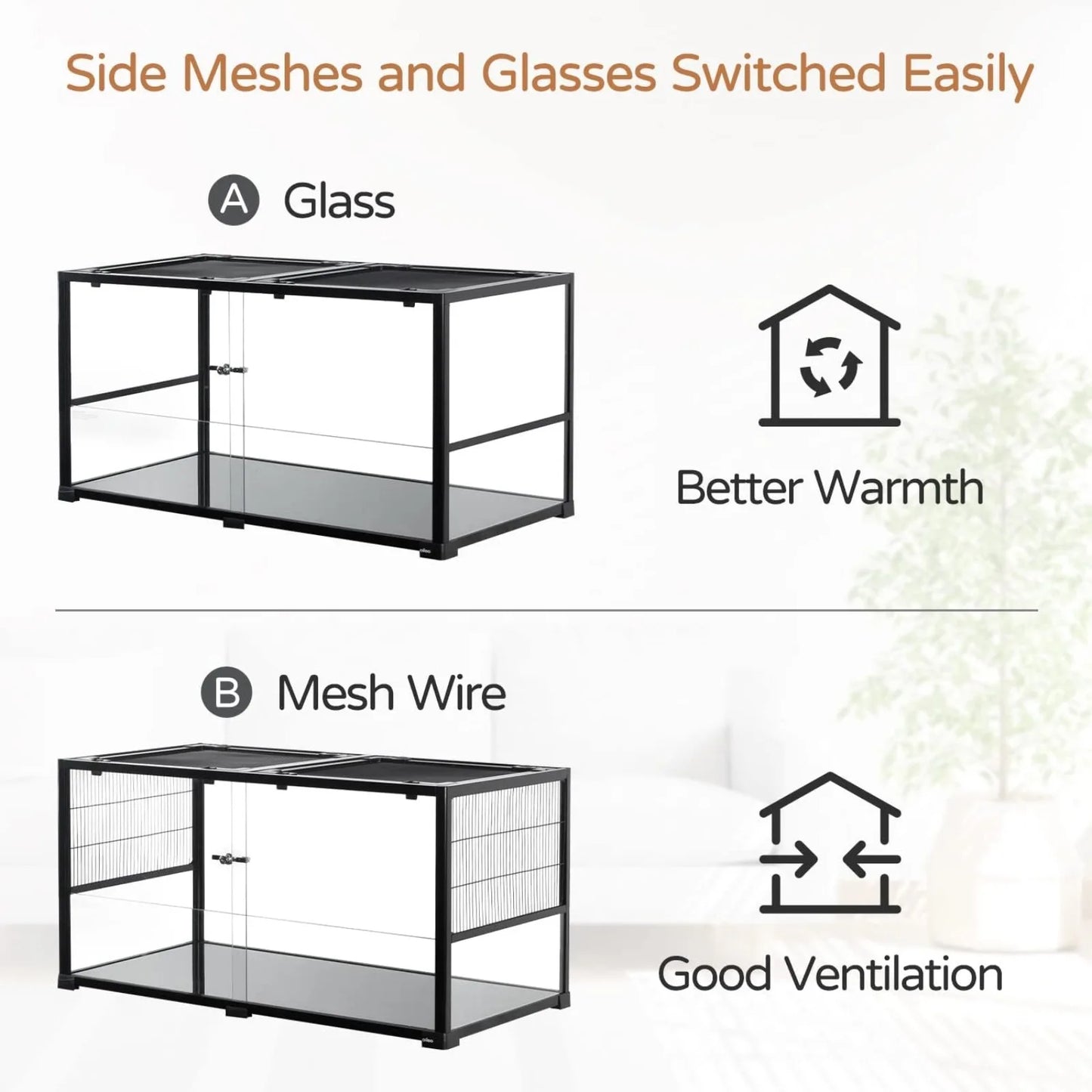 Glass Large Hamster Cage Habitat with Mesh and Glass Side