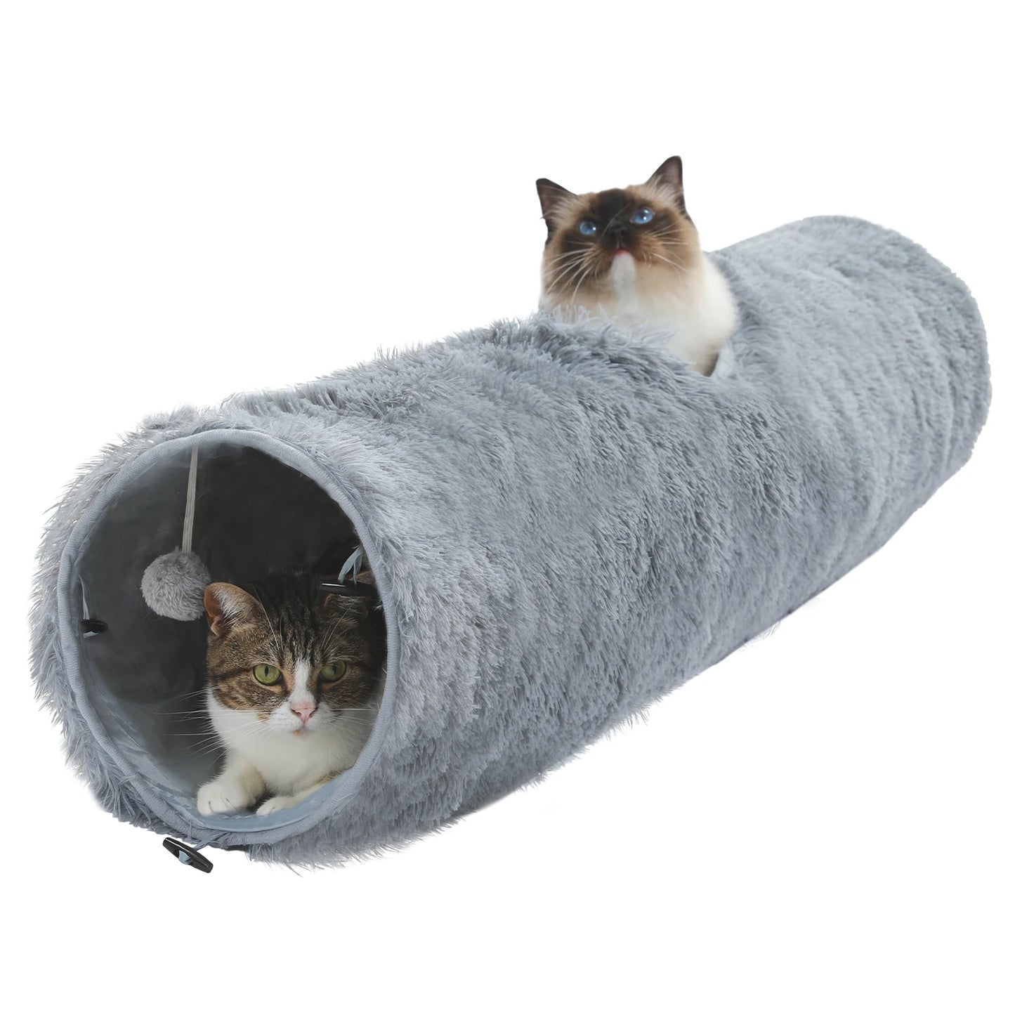 Large Cat Tunnel Collapsible Fluffy Plush Cat Toys for Indoor Cat