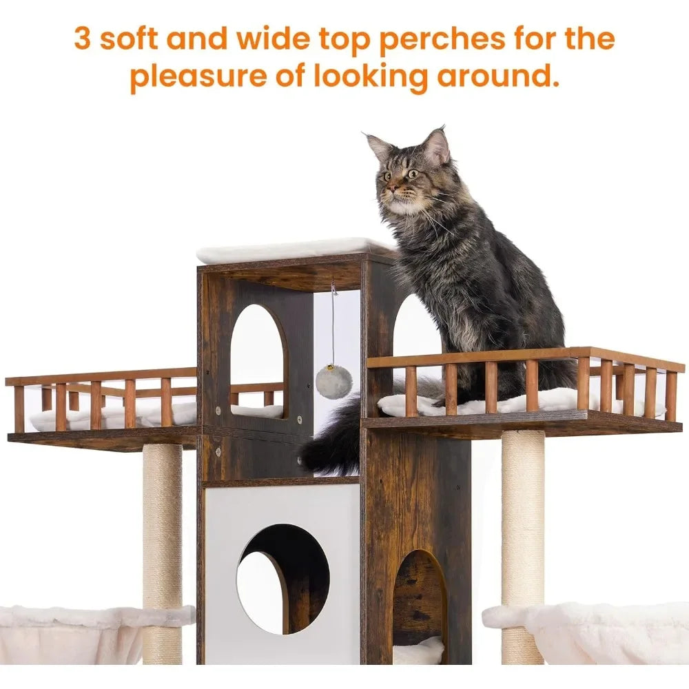 Cat Tree with Litter Box Enclosure for Indoor