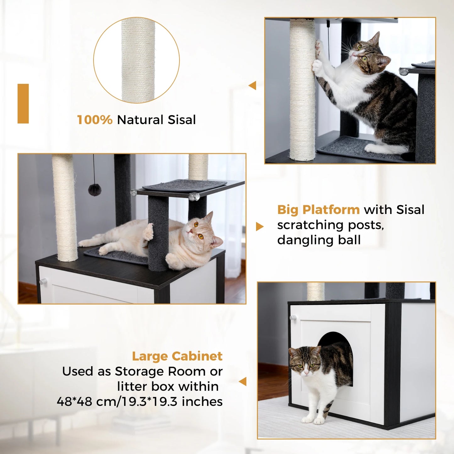 Multi-Level Cat Tree  with Scratching Posts Cat Condo Hammock