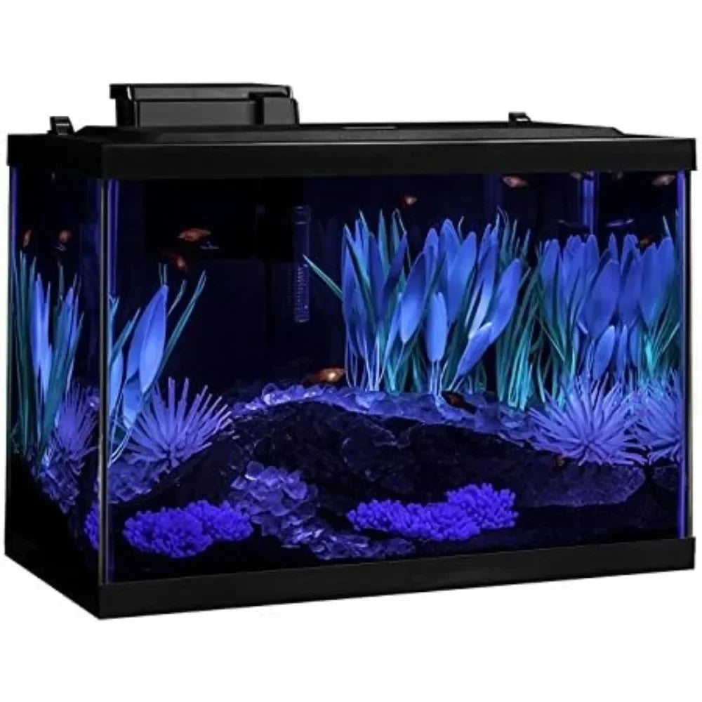 Includes LED Lighting and Decor Fishbowl Aquarium 20 Gallon Fish Tank Kit