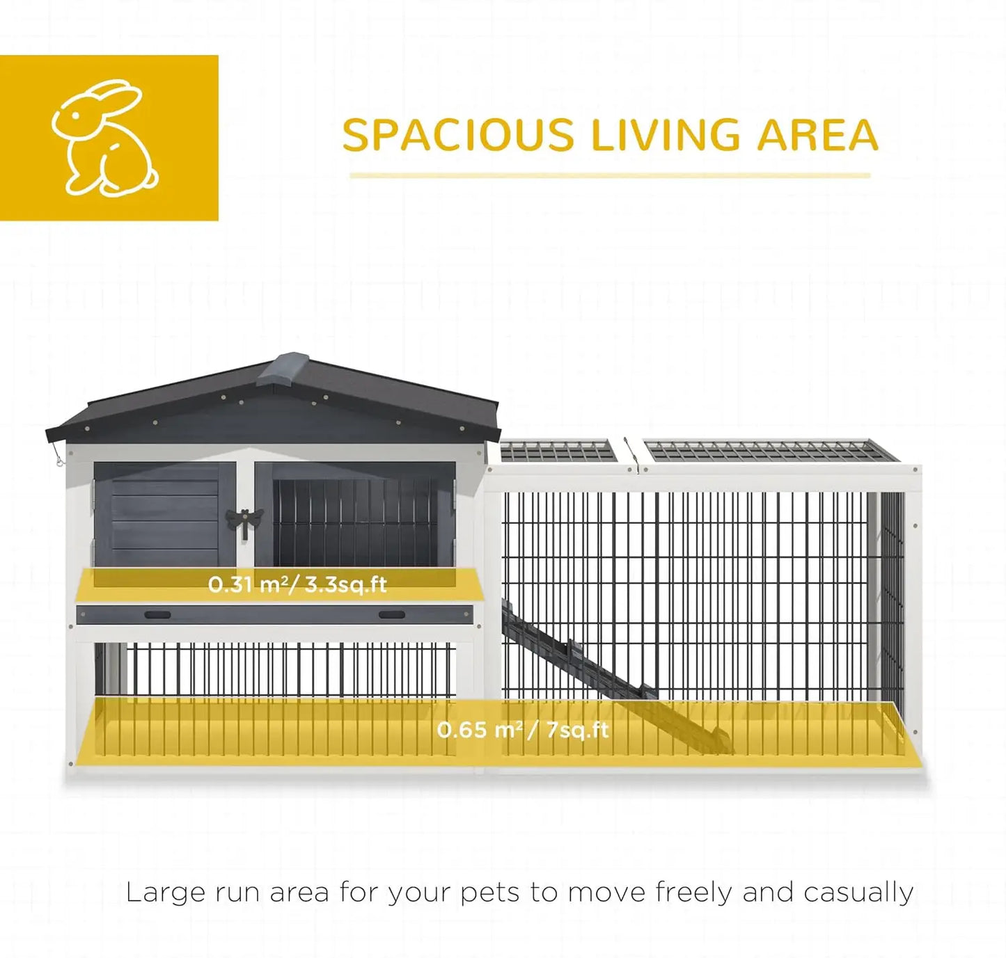 Rabbit Hutch, 2 Story Outdoor Bunny Cage with Slide-Out Tray