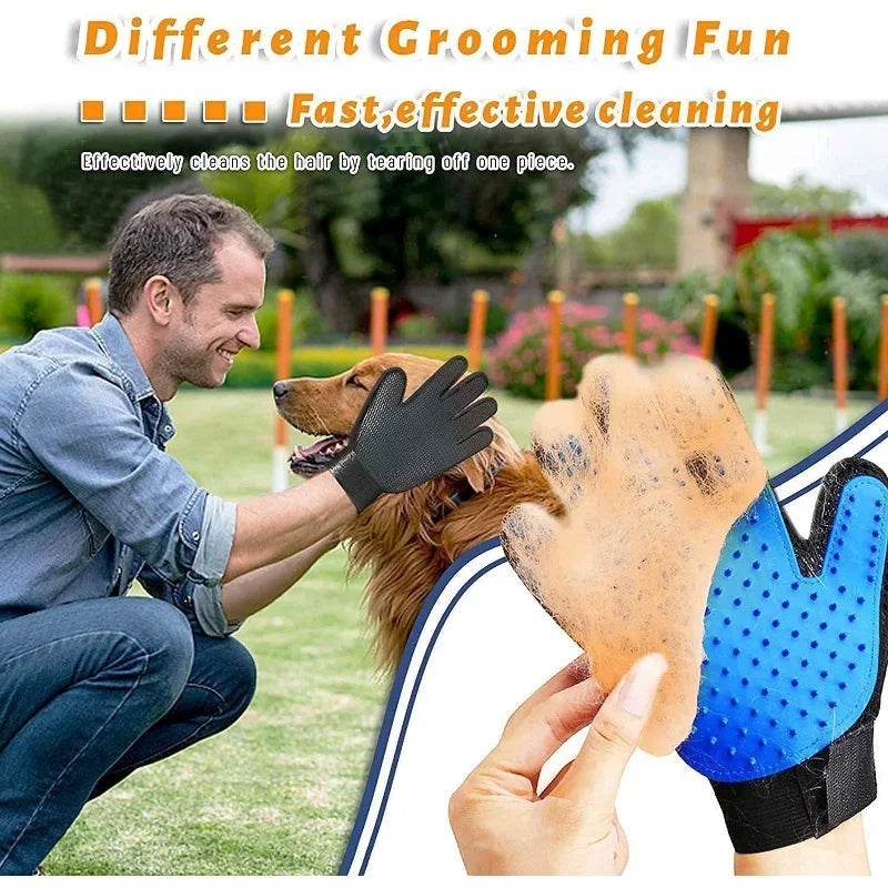 Pet Grooming Kit 2 Sided Grooming Glove De-Shedding De-Matting Pet Hair