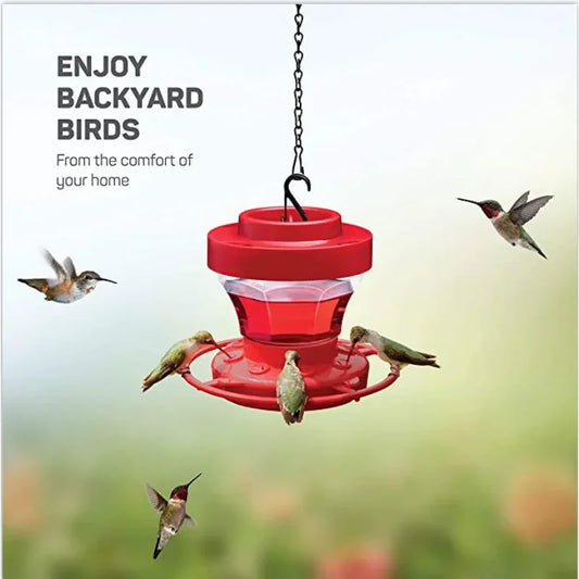 Plastic Hummingbird Feeder For Outdoor 3 Feeding Ports Iron Hook Hanging for Garden Tree Yard Outside