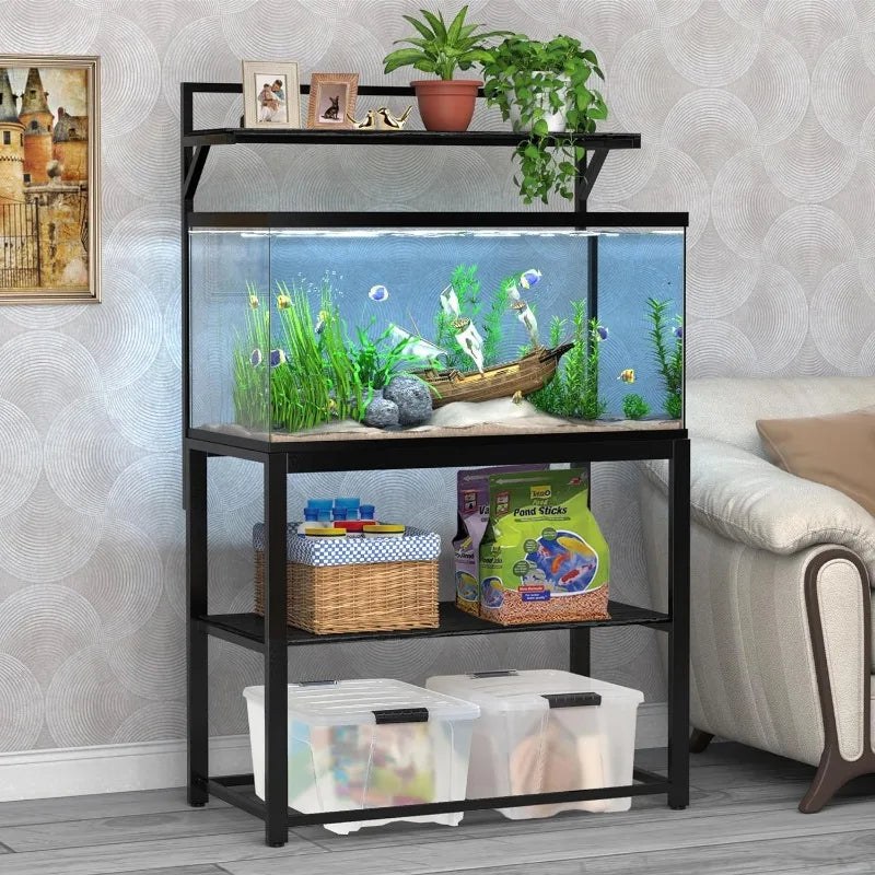 40-50 Gallon Fish Tank Stand with Plant Shelf Metal Aquarium Stand