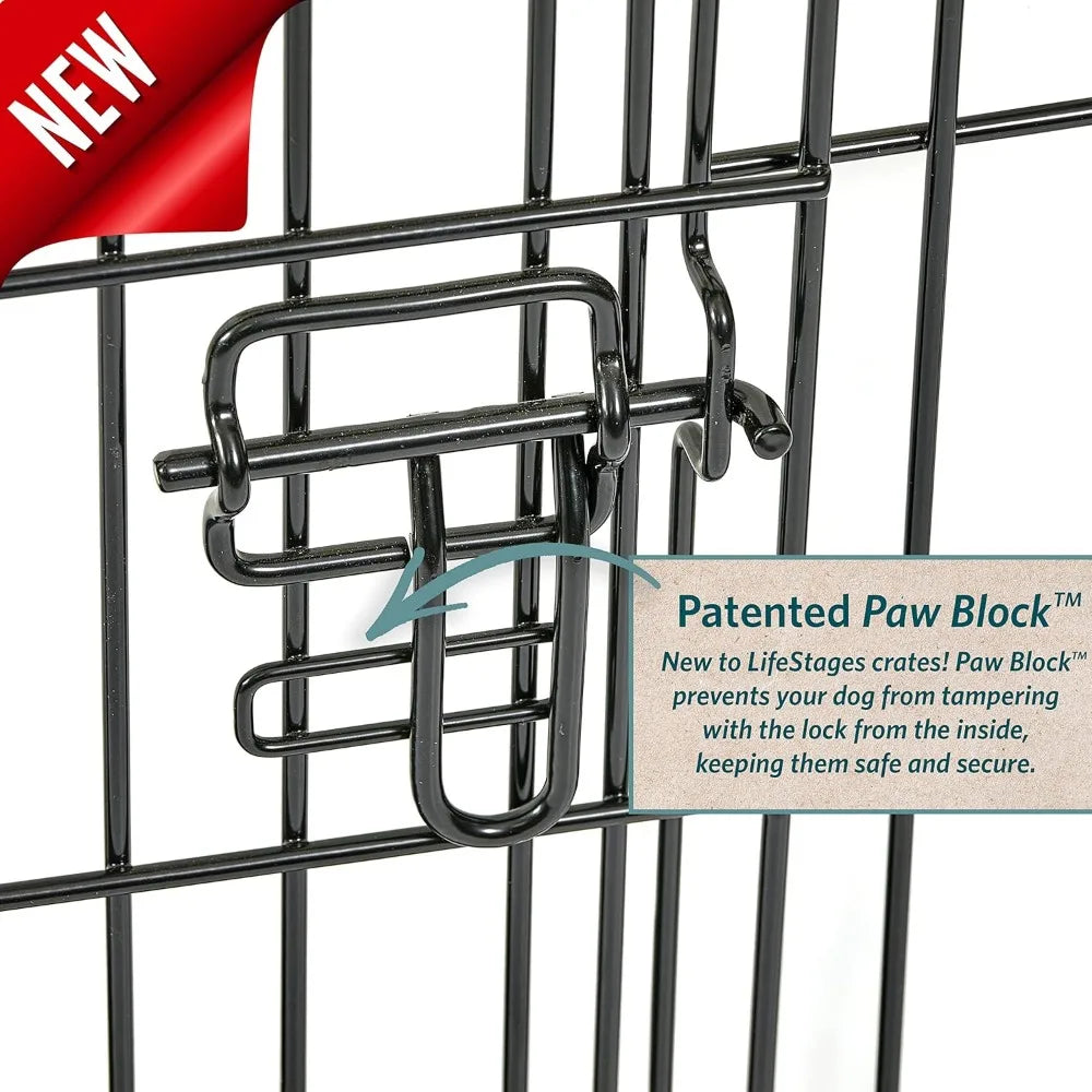 XL Dog Crate Folding Metal Crate Floor Protecting Feet Leak-Proof Pan