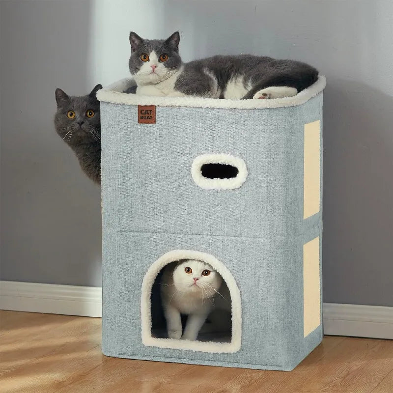 2-Story Cat House for Indoor Cats Bed