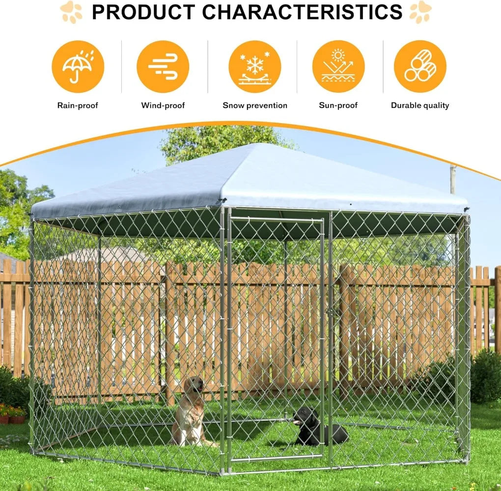 Large Dog Kennel Outside with Roof