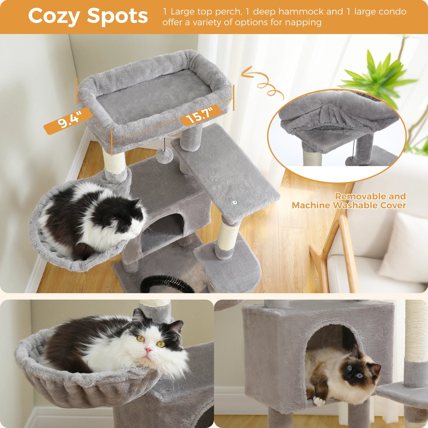 Cat Tree with Tower condo for Indoor Cats Cat with Sisal Scratching Posts