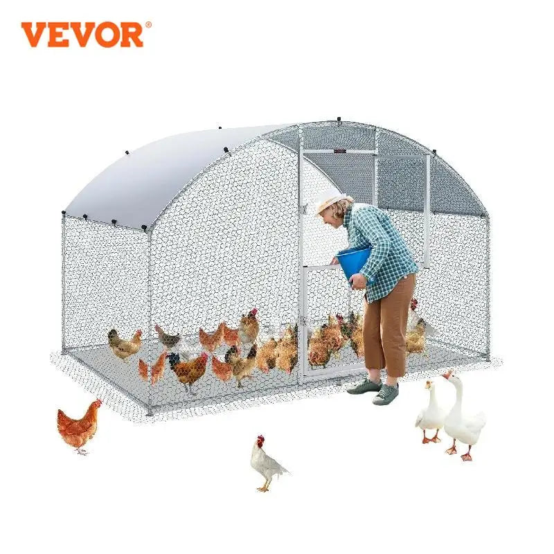 Large Metal Chicken Coop with Waterproof Cover Duck Coop and Rabbit Run